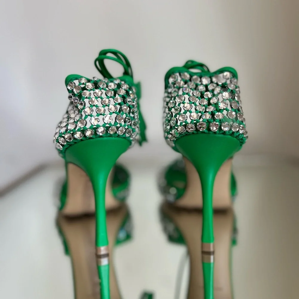 New Bottega VENETA crystal Sandal Rhinestone mesh and leather sandals $1,950